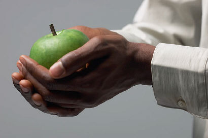 Fruis of the Holy Spirit man holding apple